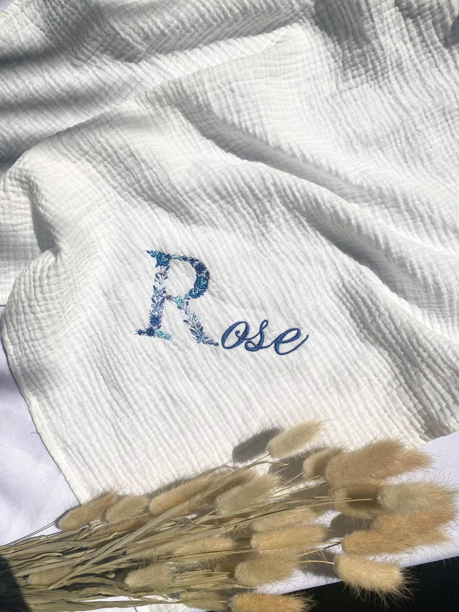 Lange personnalisé brodé en gaze de coton