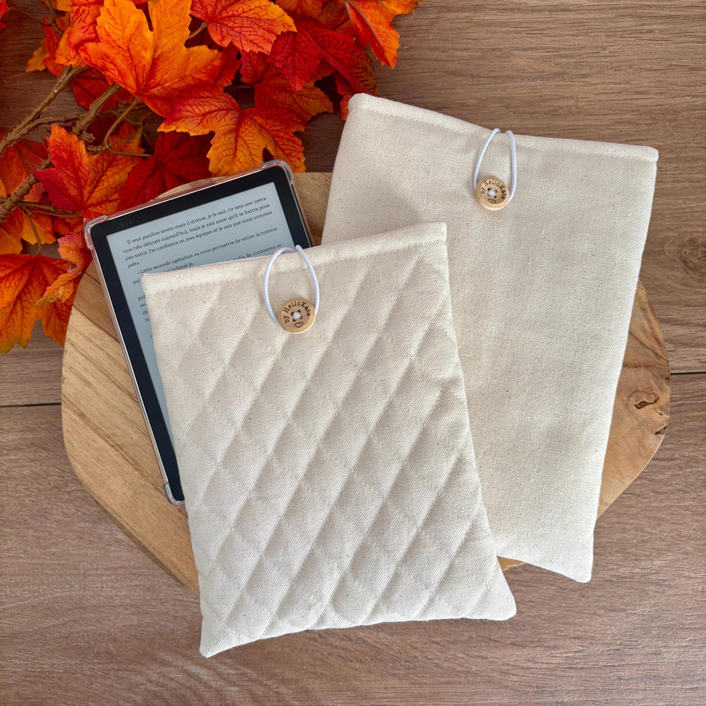 Pochette livre ou liseuse en coton molletonnée