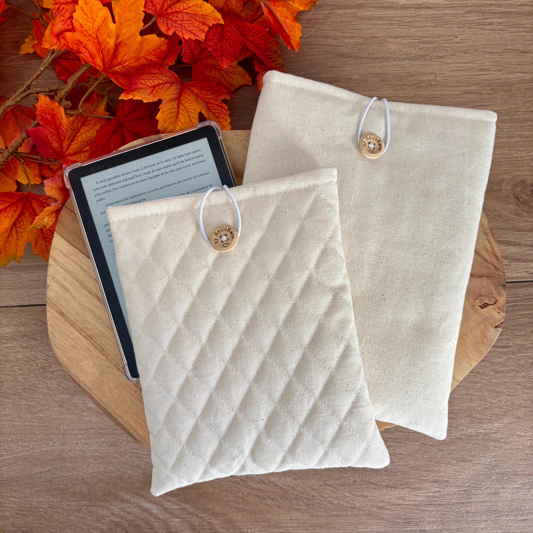 Pochette livre ou liseuse en coton molletonnée