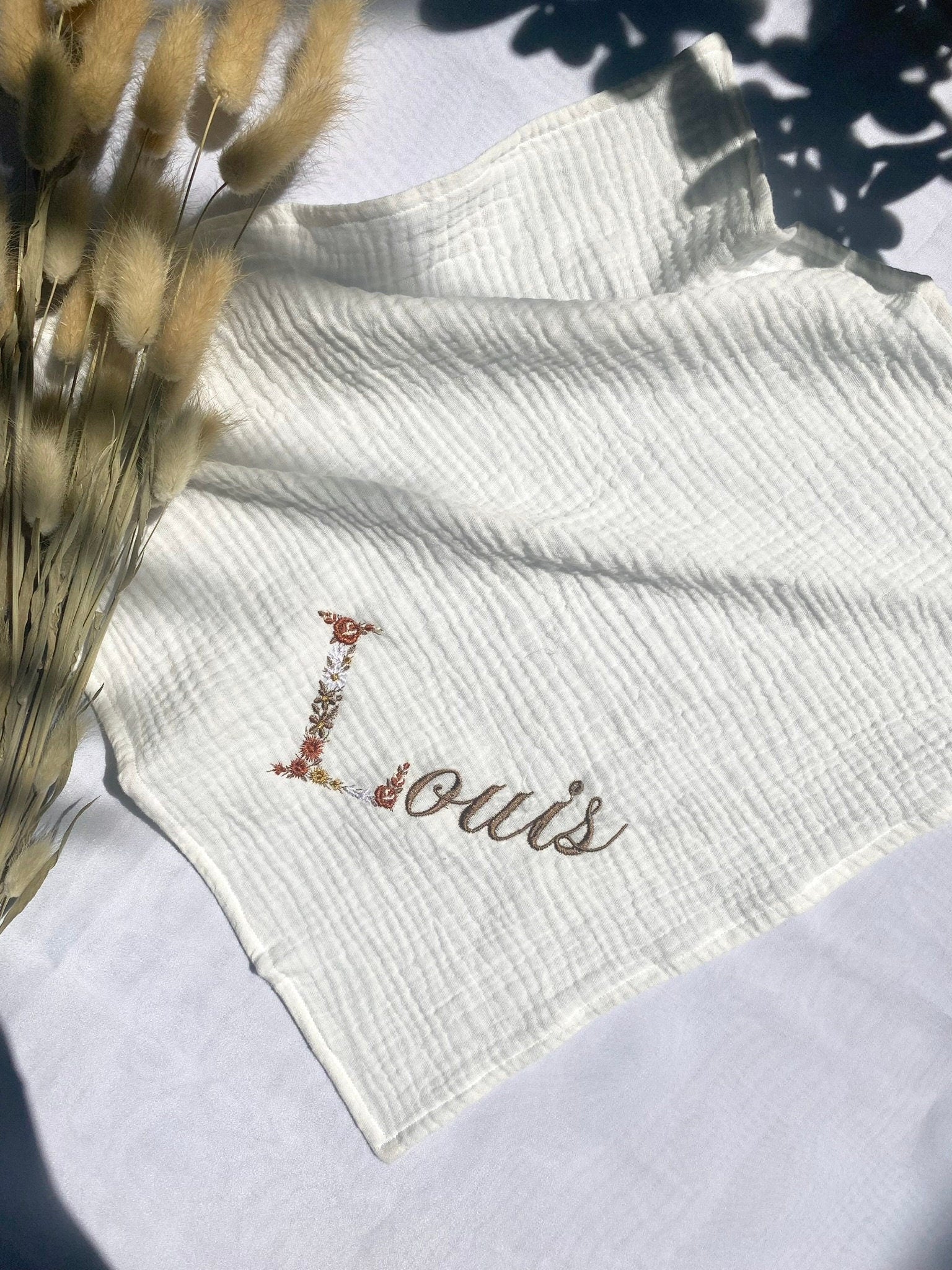 Lange personnalisé brodé en gaze de coton