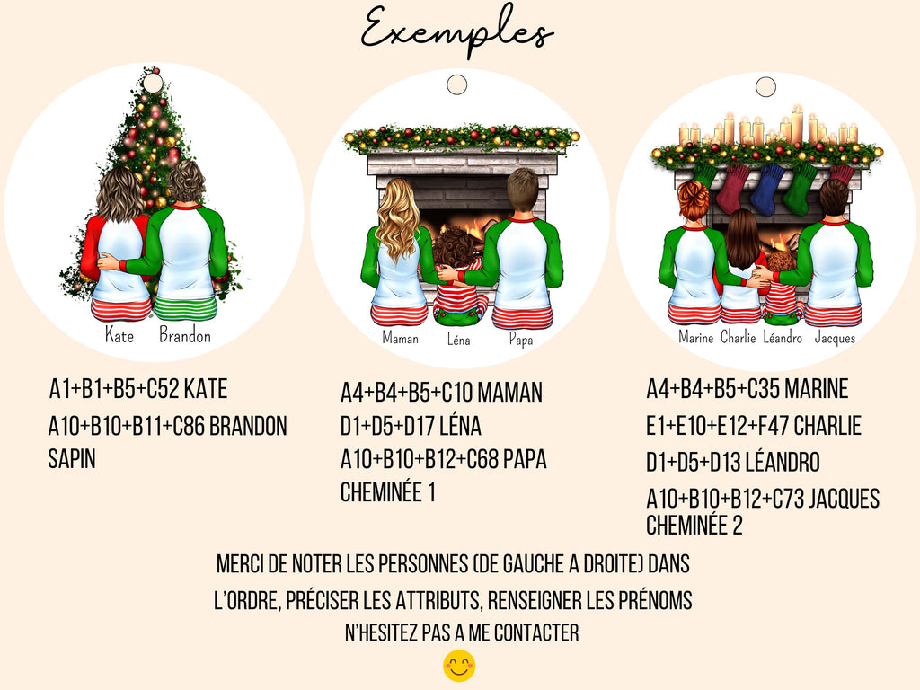 Boule de Noël personnalisé famille