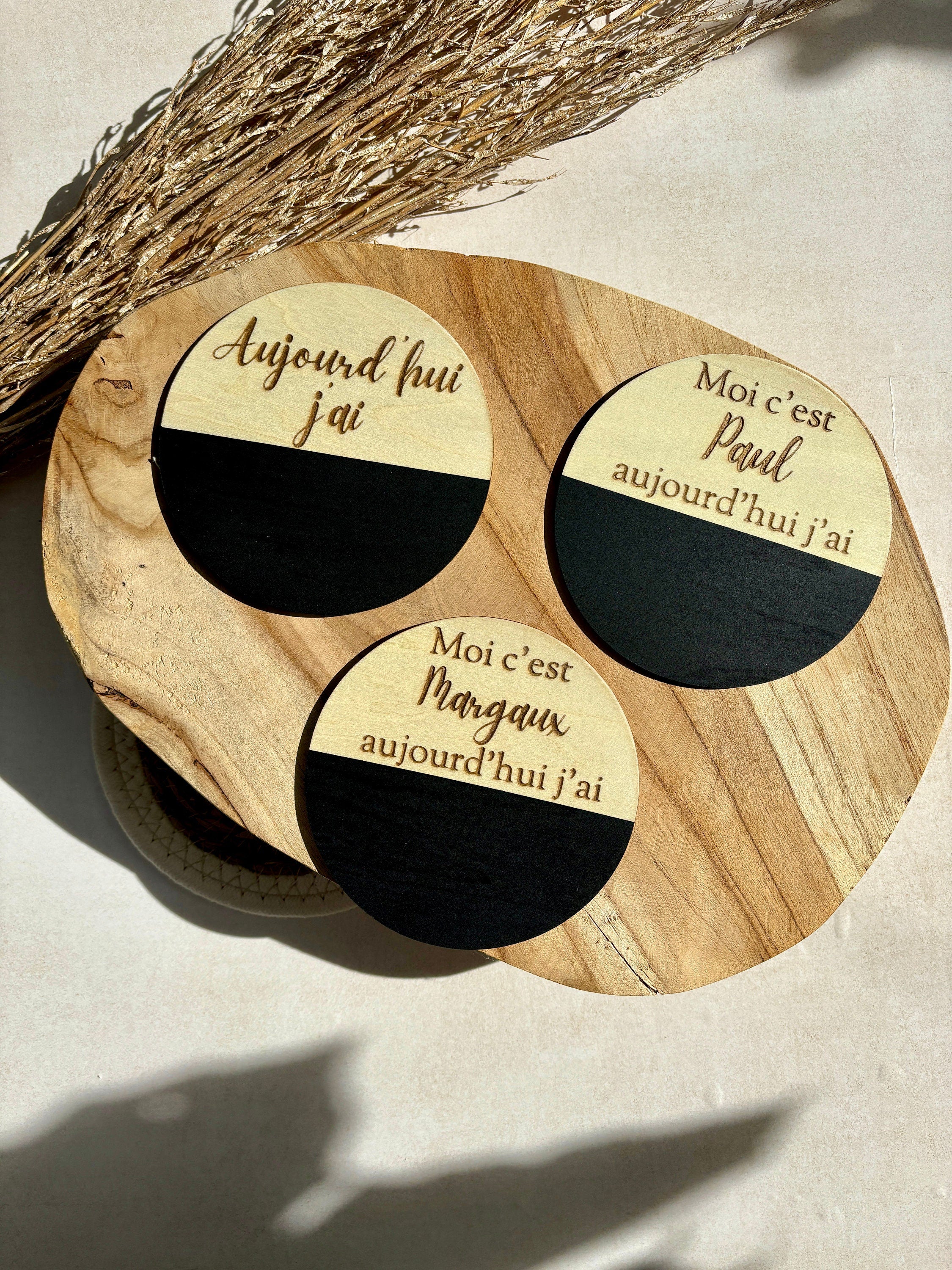 Carte étape bébé personnalisée bois effaçable