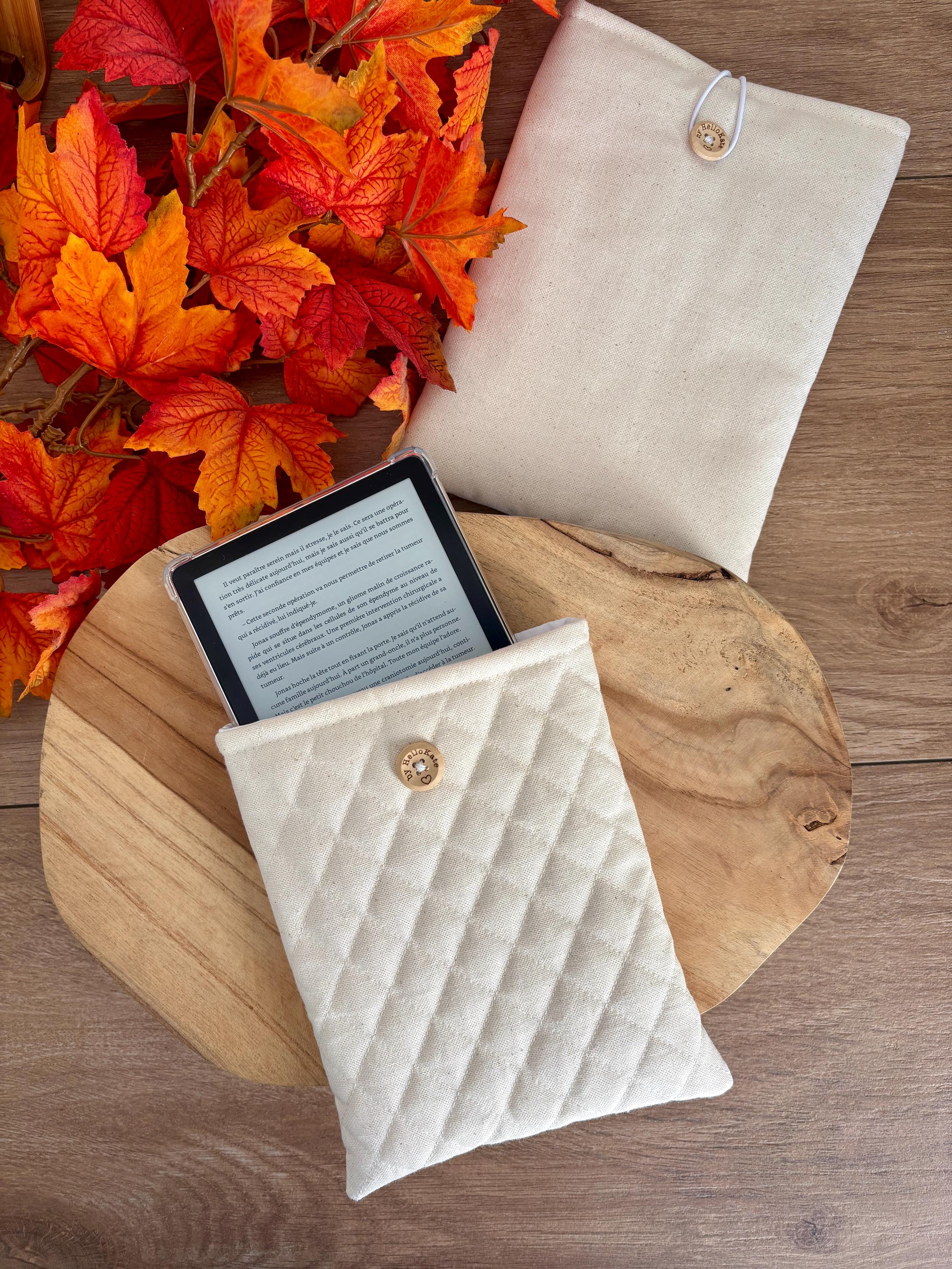 Pochette livre ou liseuse en coton molletonnée