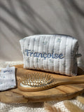 Trousse de toilette personnalisée avec broderie en double gaze de coton