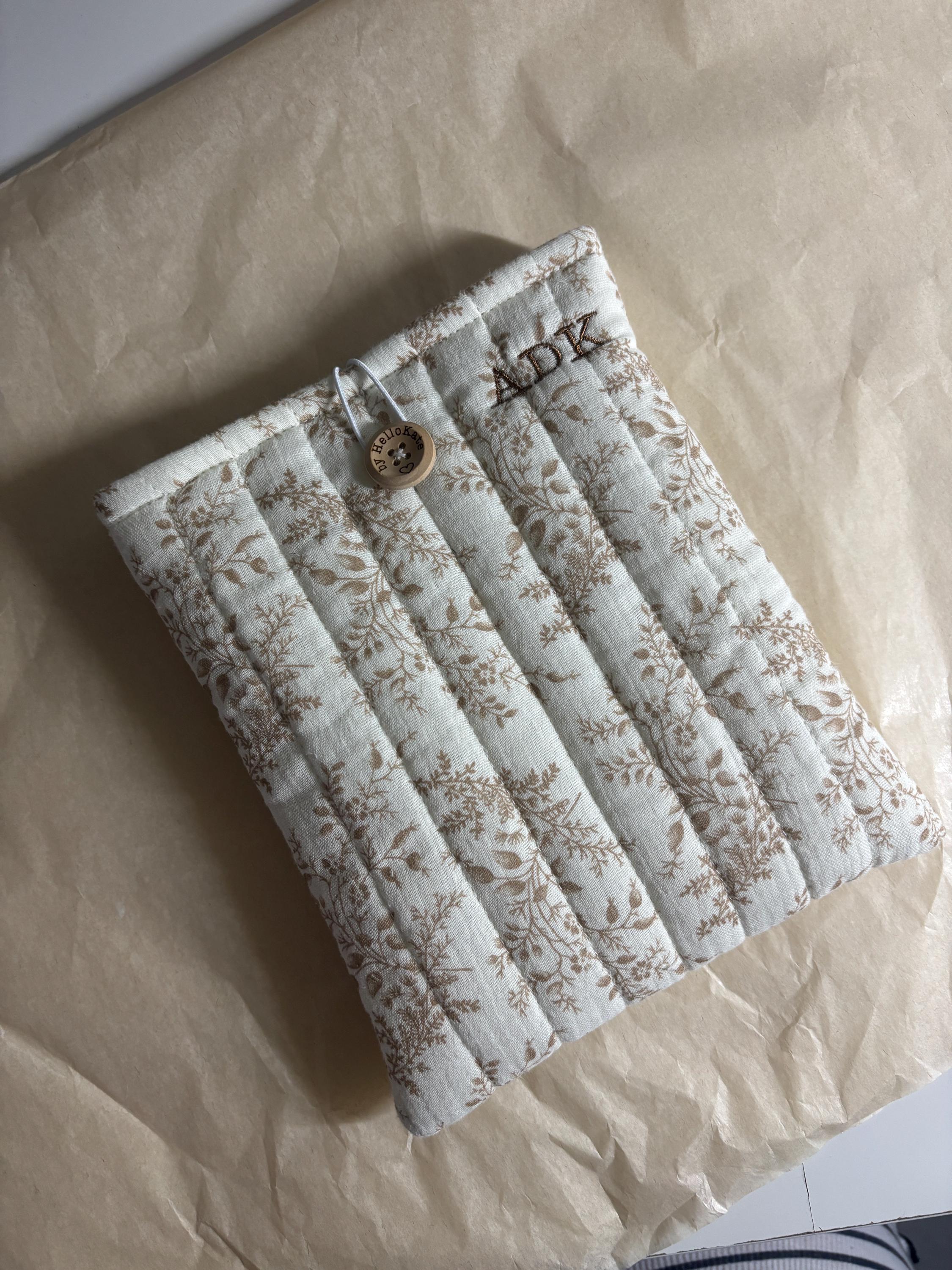 Pochette livre ou liseuse molletonnée en double gaze de coton