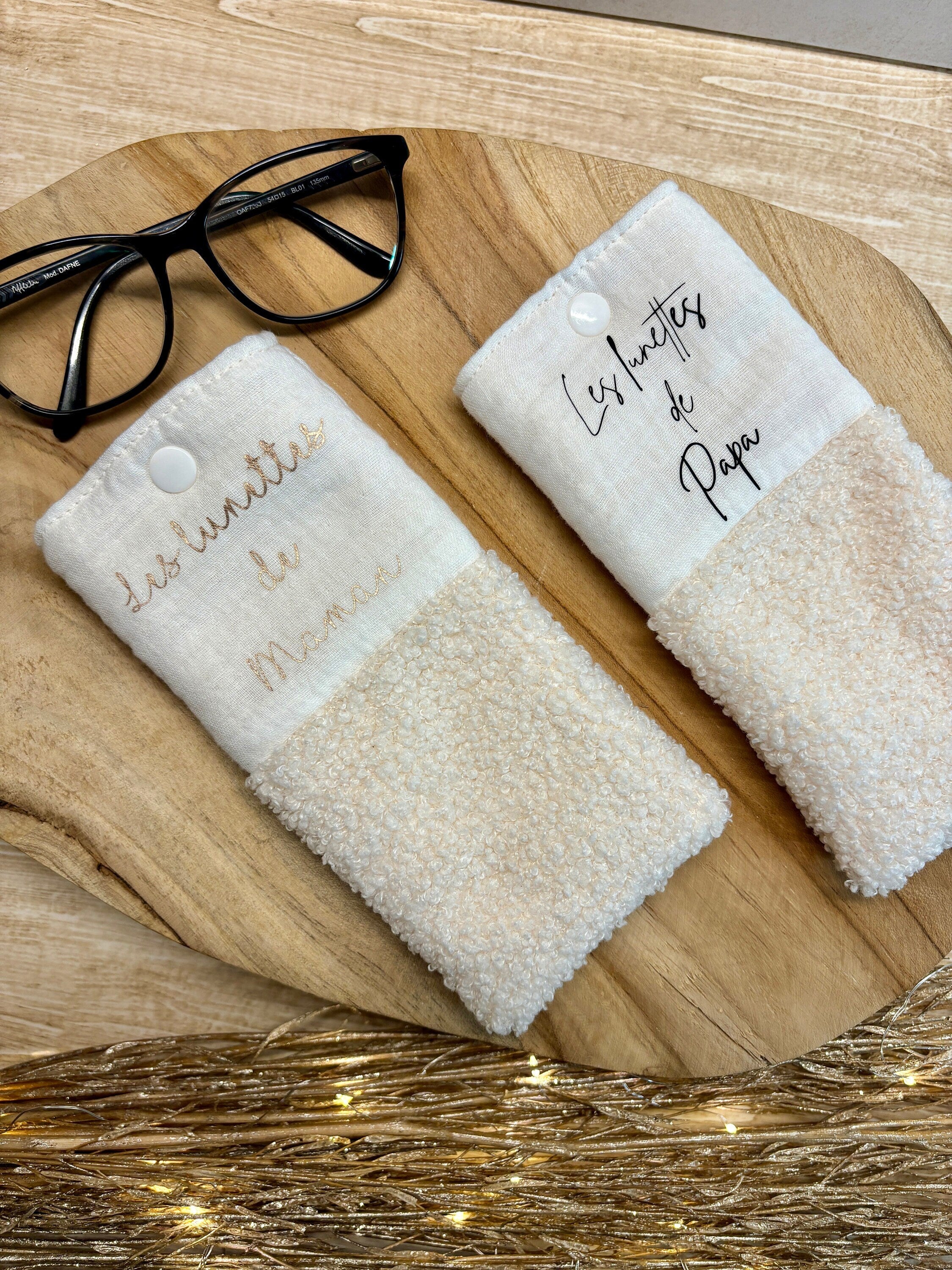 Étui à lunettes en tissu bouclette personnalisé