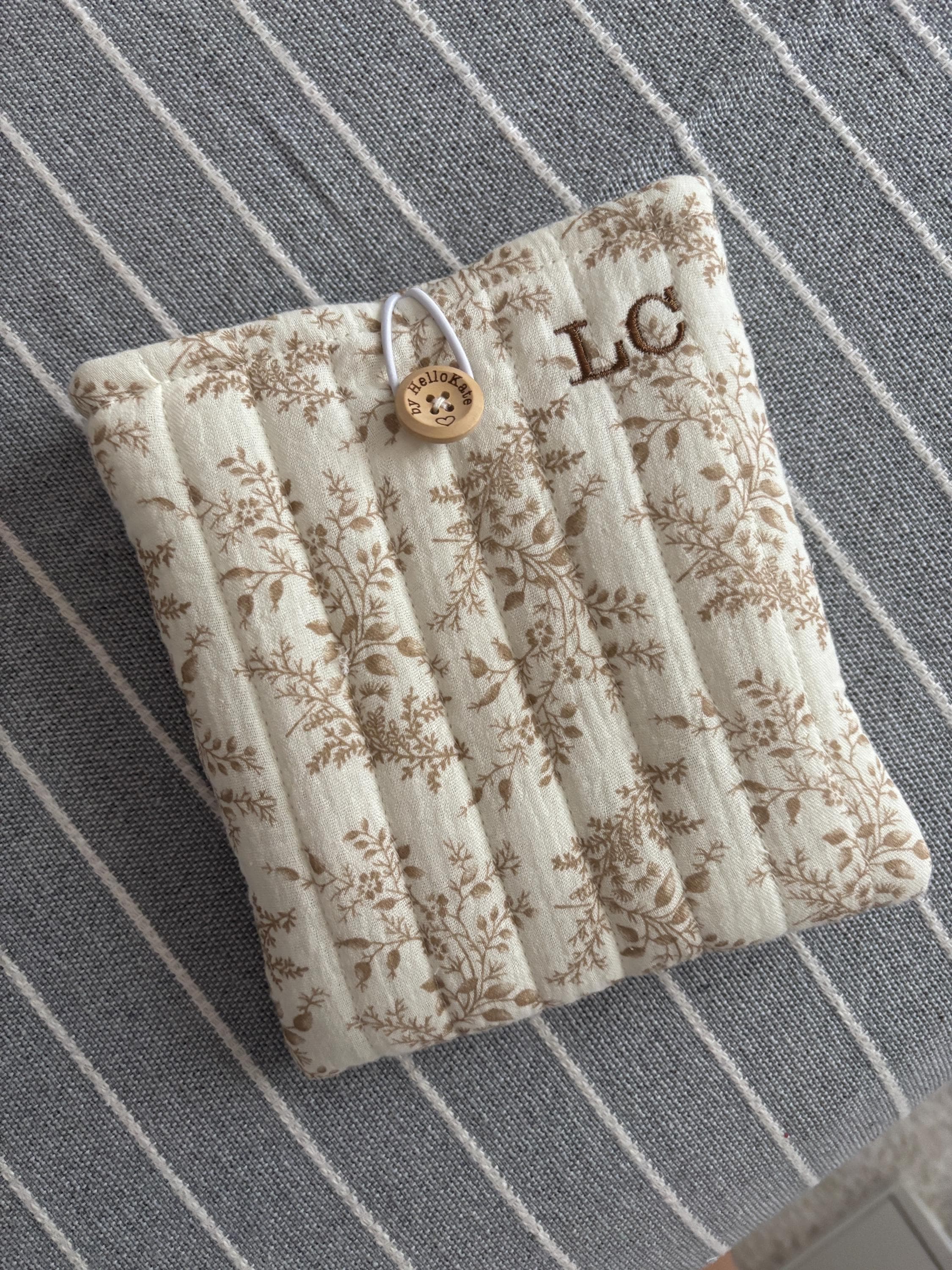 Pochette livre ou liseuse molletonnée en double gaze de coton