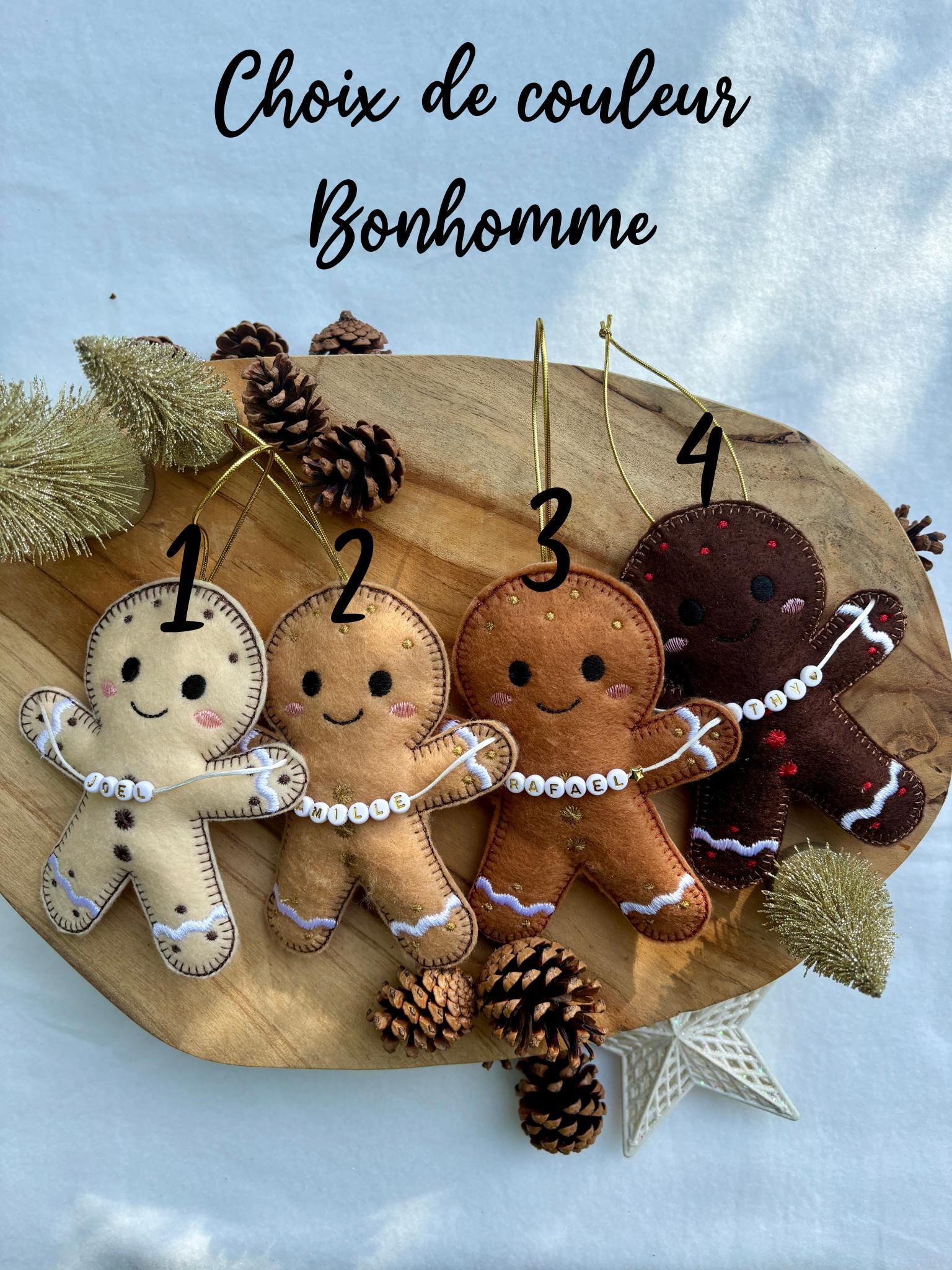 Boule de Noël personnalisé bonhomme de pin d'épice avec prénom