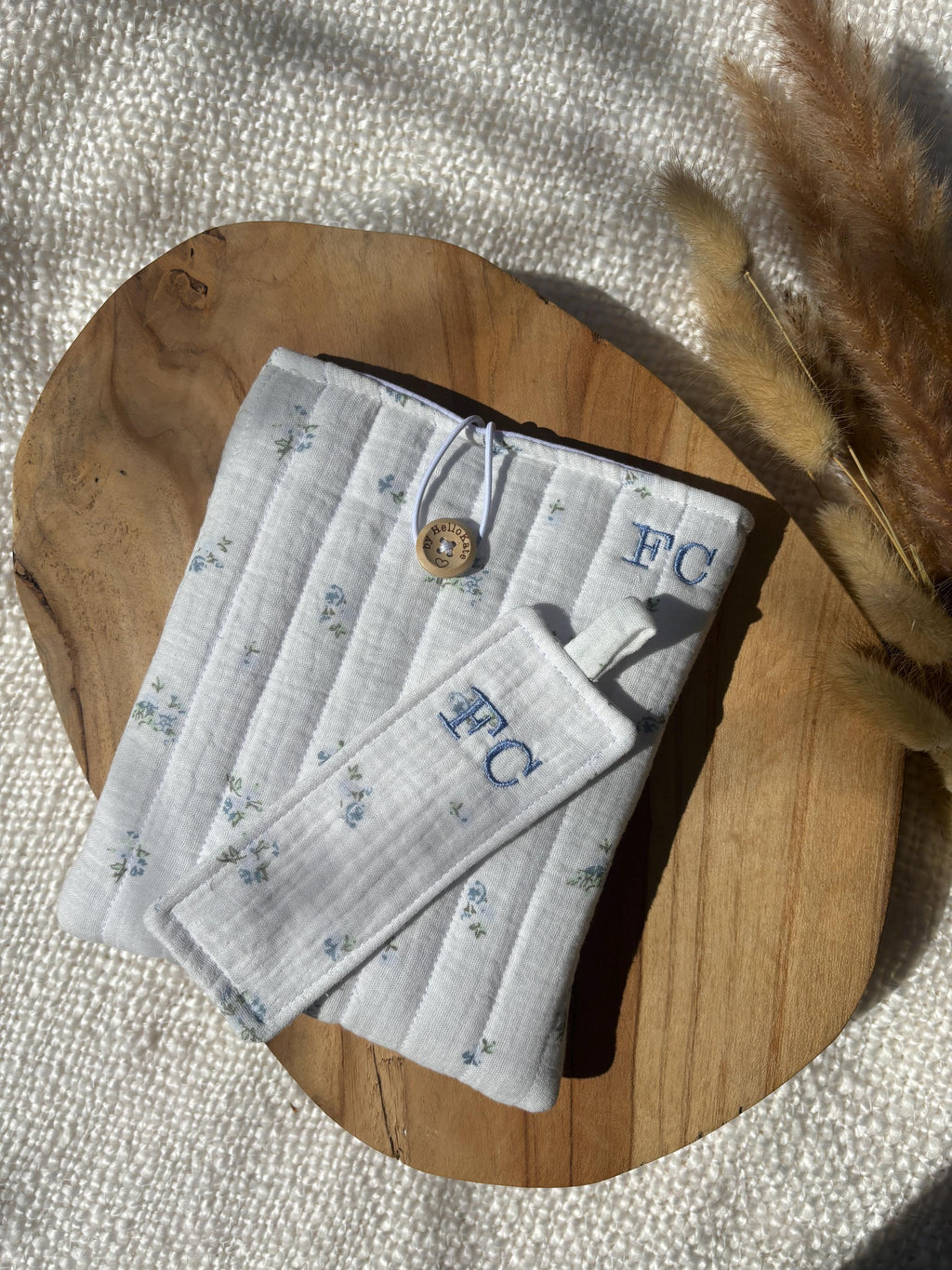 Pochette livre ou liseuse molletonnée en double gaze de coton