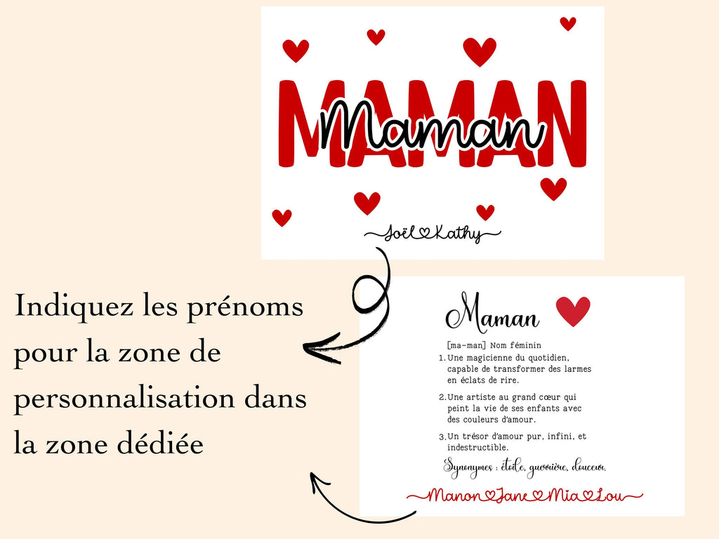 Pochette personnalisé Maman et prénom enfant