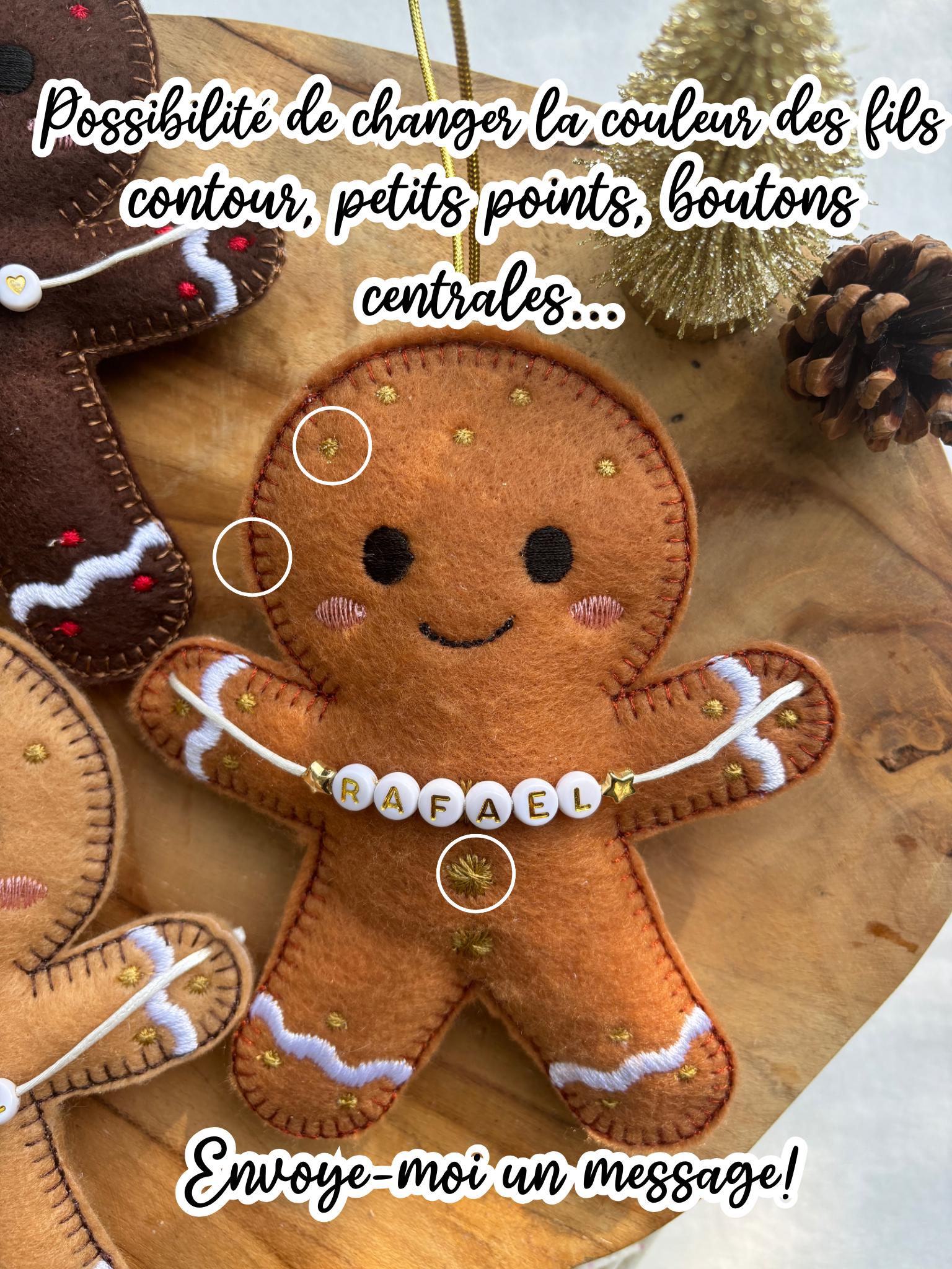 Boule de Noël personnalisé bonhomme de pin d'épice avec prénom