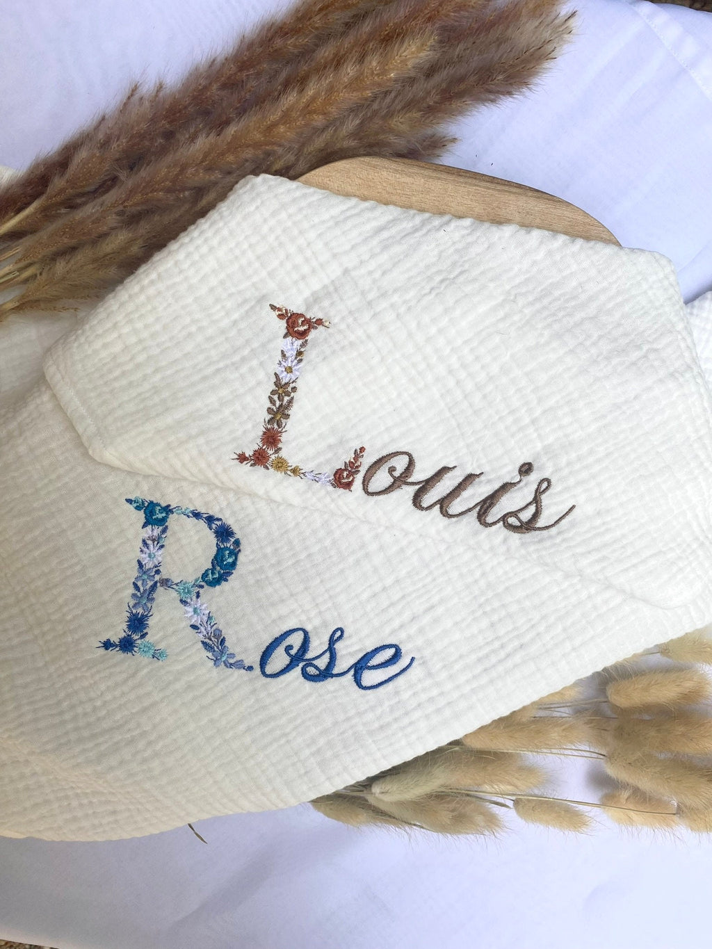 Lange personnalisé brodé en gaze de coton