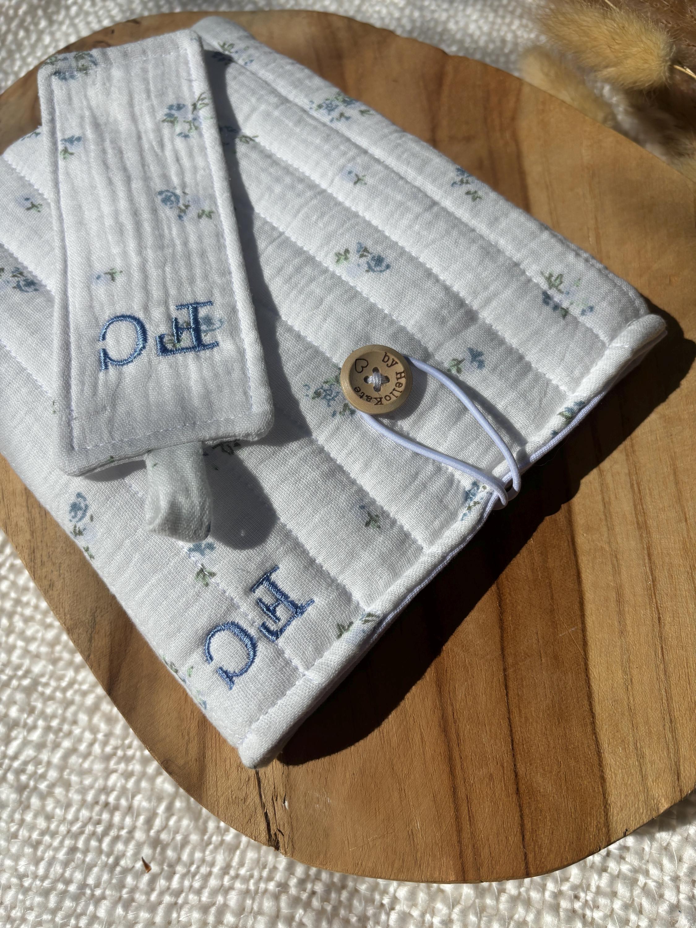 Pochette livre ou liseuse molletonnée en double gaze de coton