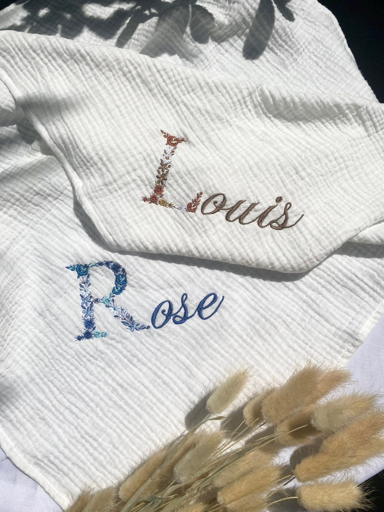 Lange personnalisé brodé en gaze de coton