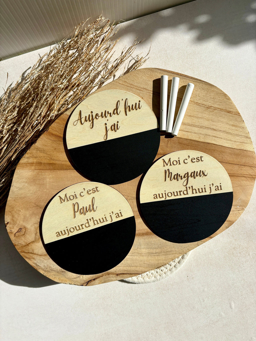 Carte étape bébé personnalisée bois effaçable