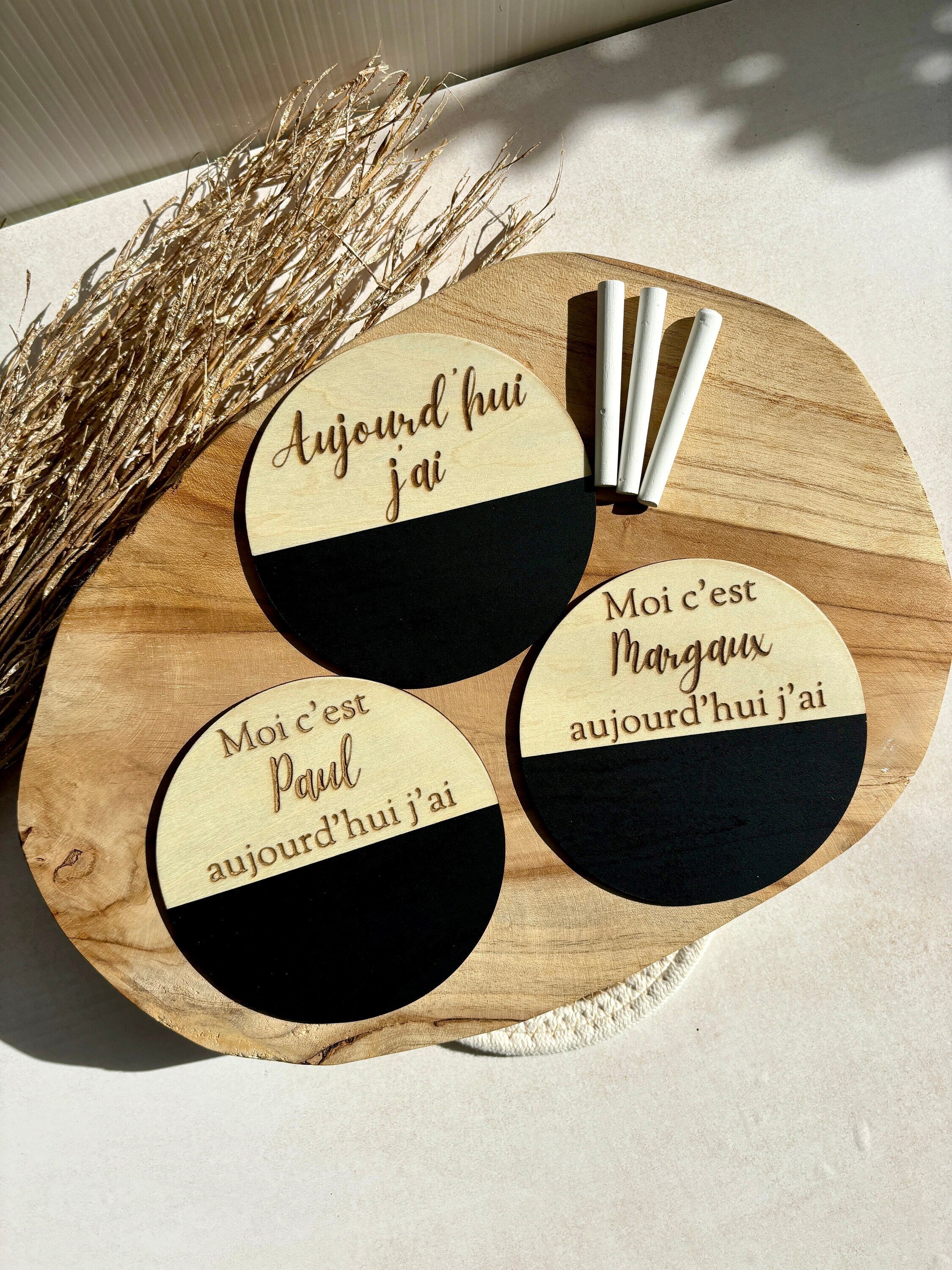 Carte étape bébé personnalisée bois effaçable