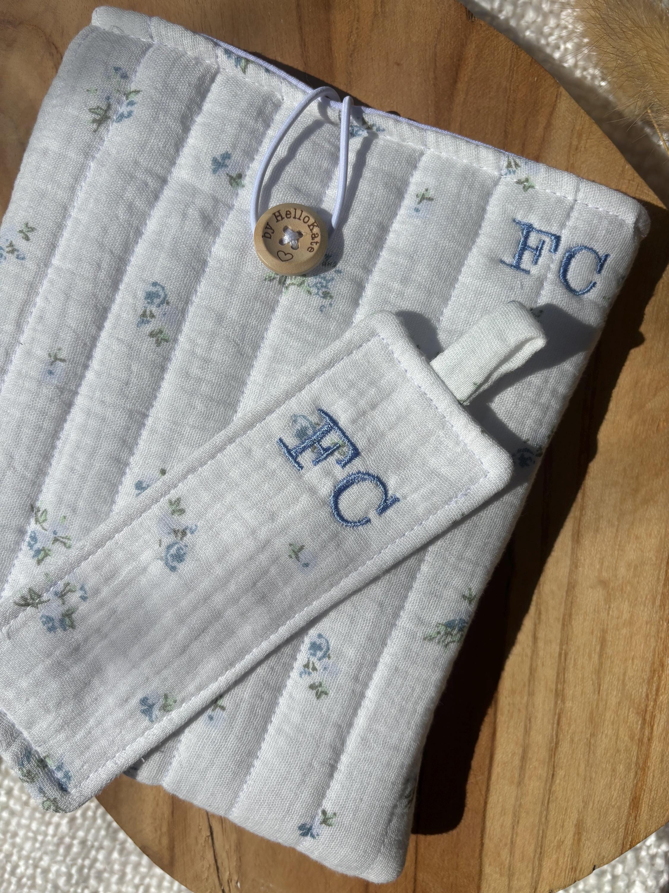 Pochette livre ou liseuse molletonnée en double gaze de coton