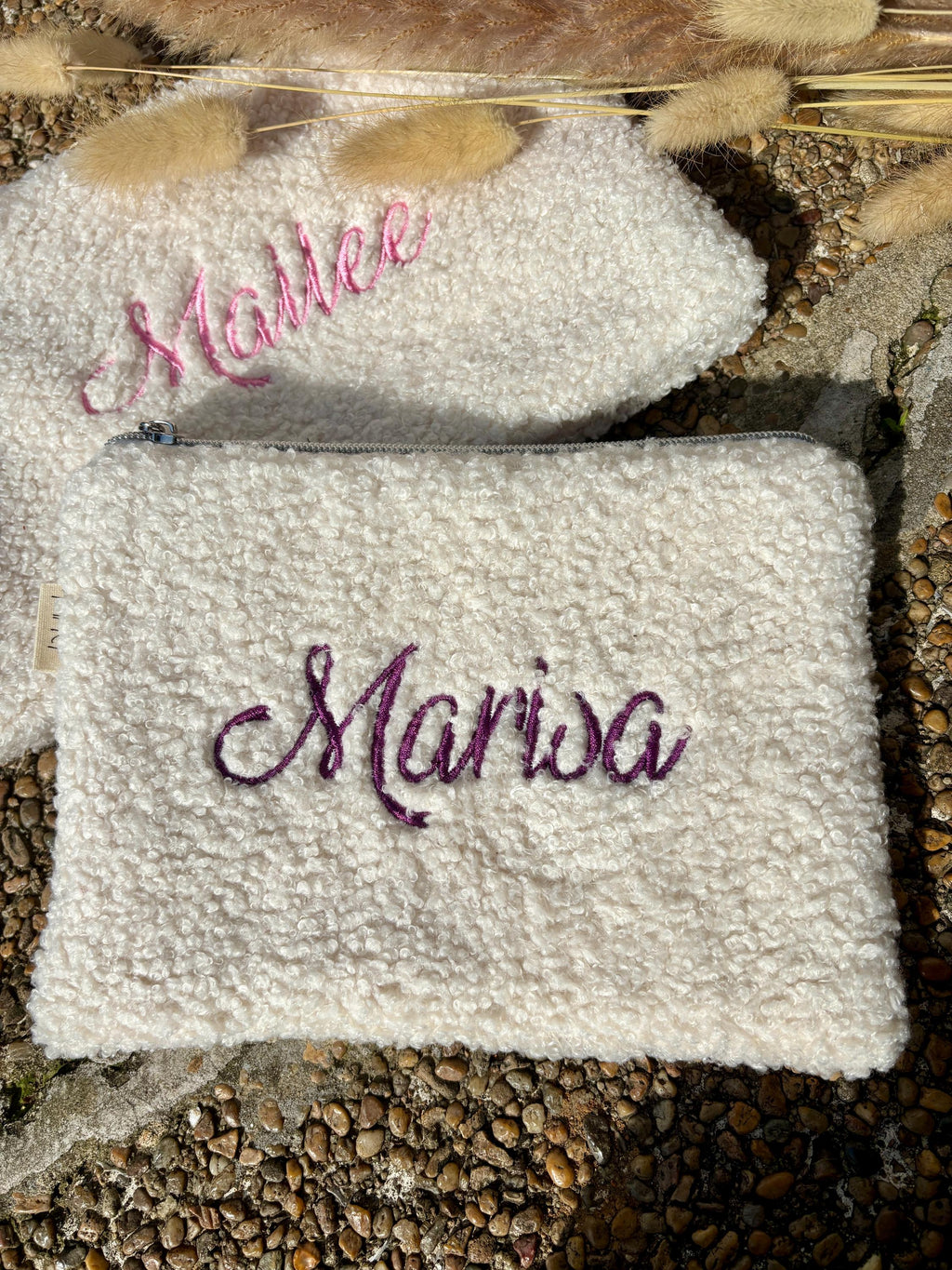 Pochette personnalisé en tissu bouclette