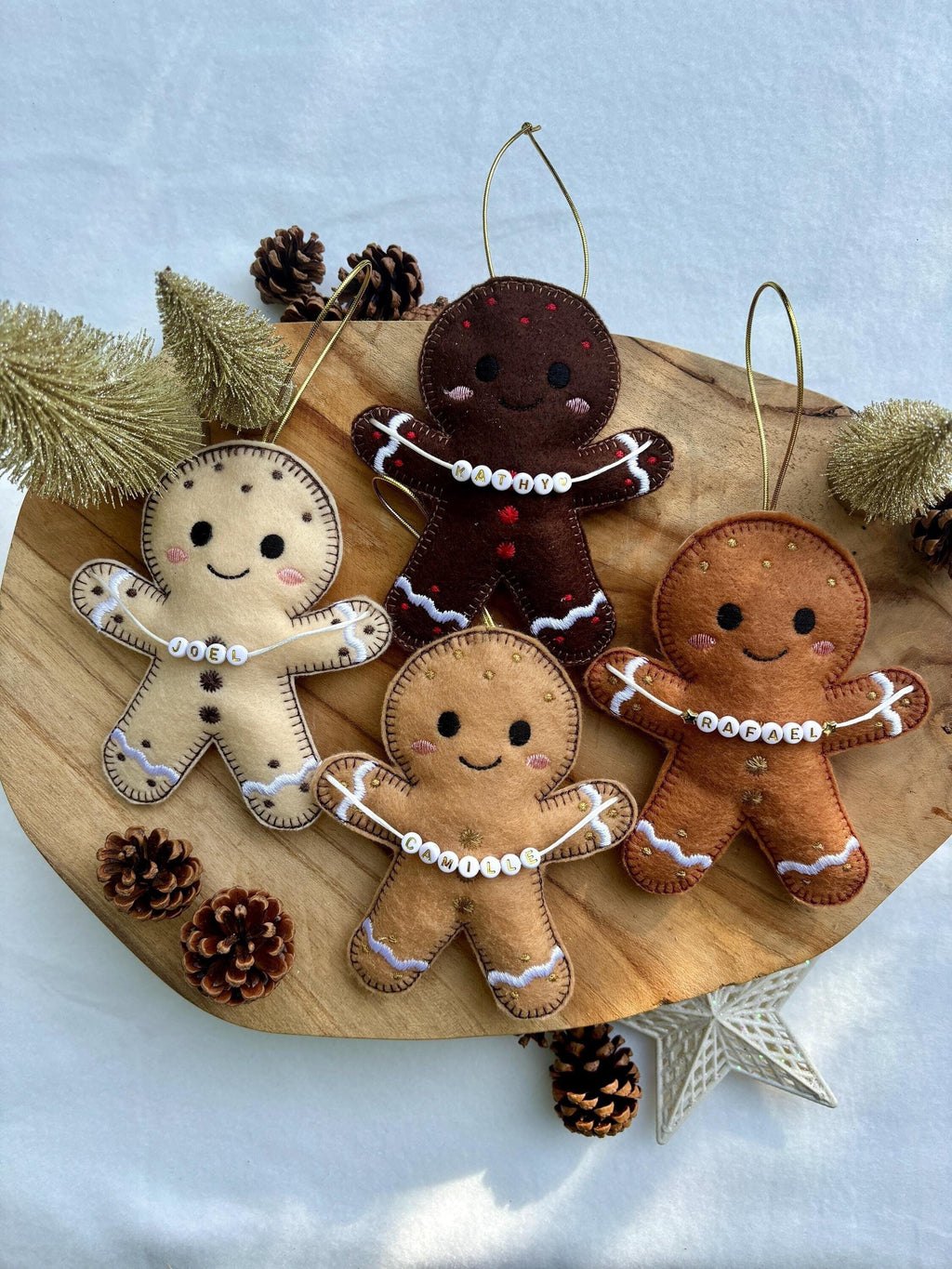 Boule de Noël personnalisé bonhomme de pin d'épice avec prénom