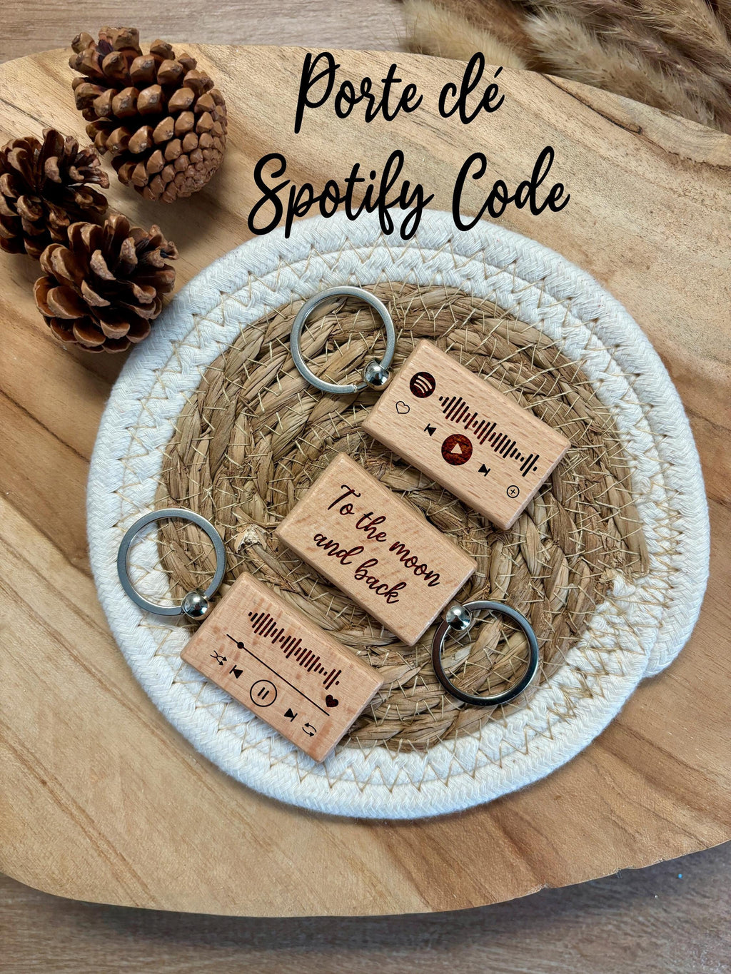 Porte-clé personnalisé en bois Spotify Code