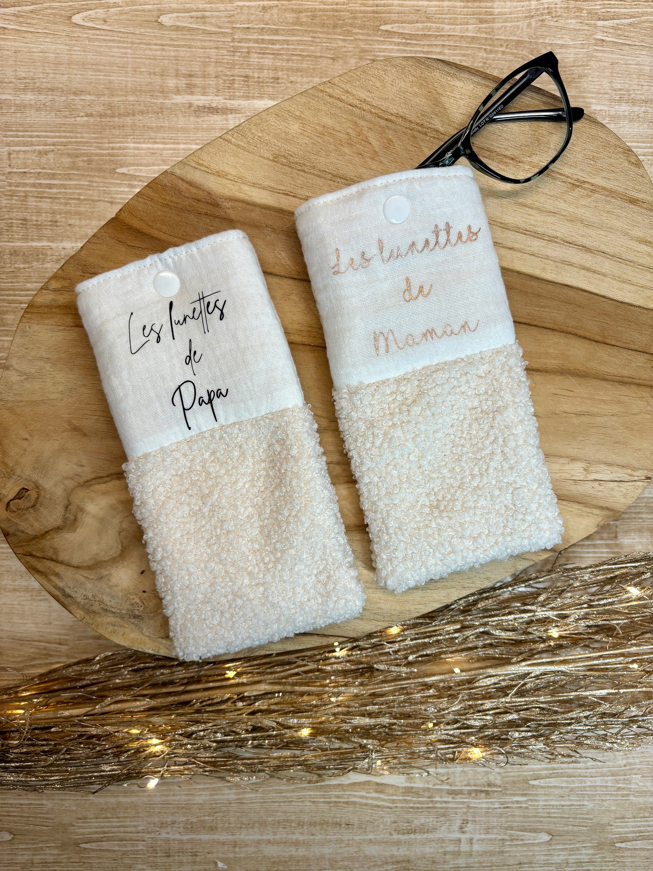 Étui à lunettes en tissu bouclette personnalisé
