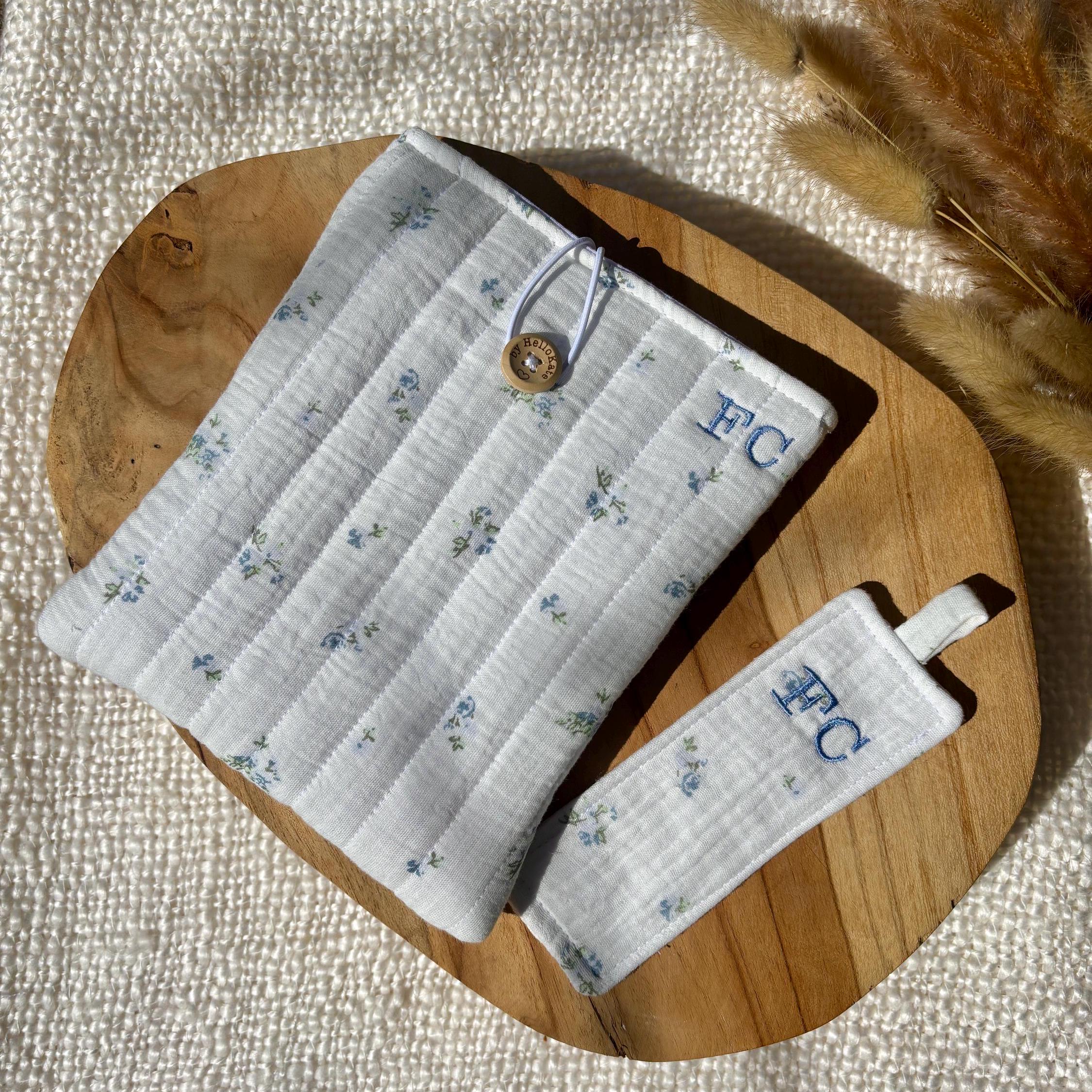 Pochette livre ou liseuse molletonnée en double gaze de coton