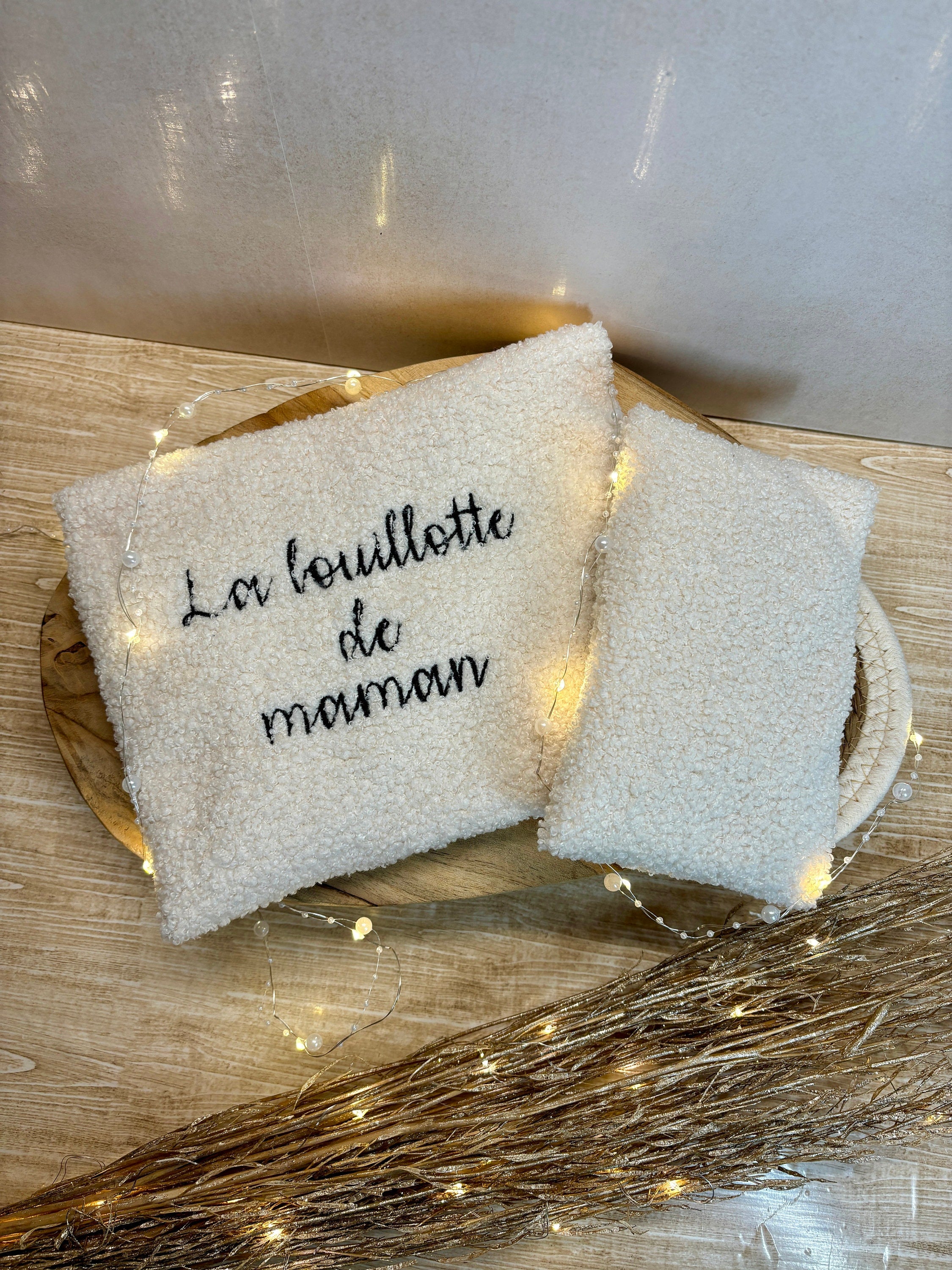 Bouillotte sèche personnalisée en tissu bouclette