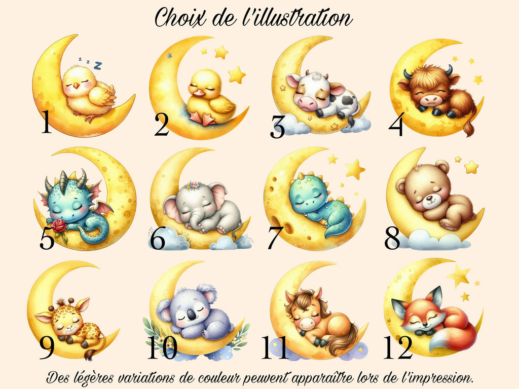 Pochette personnalisé avec animaux et lune