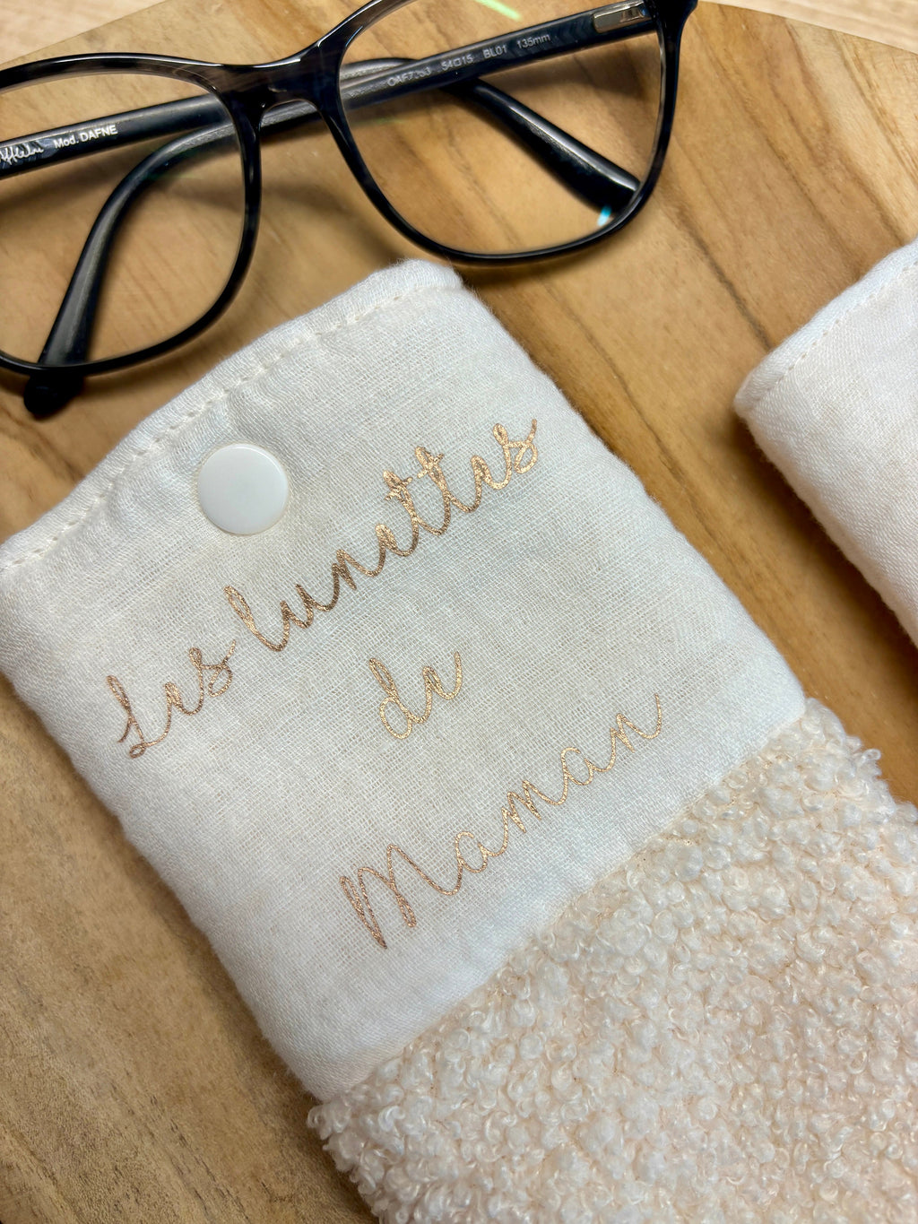 Étui à lunettes en tissu bouclette personnalisé