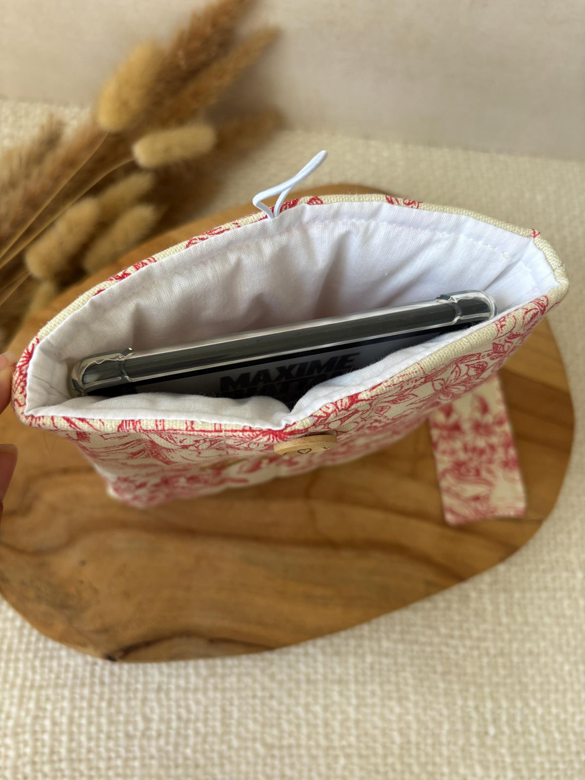 Pochette livre ou liseuse molletonnée en toile de jouy marque page personnalisé format poche ou broché, protège livre, étui kindle